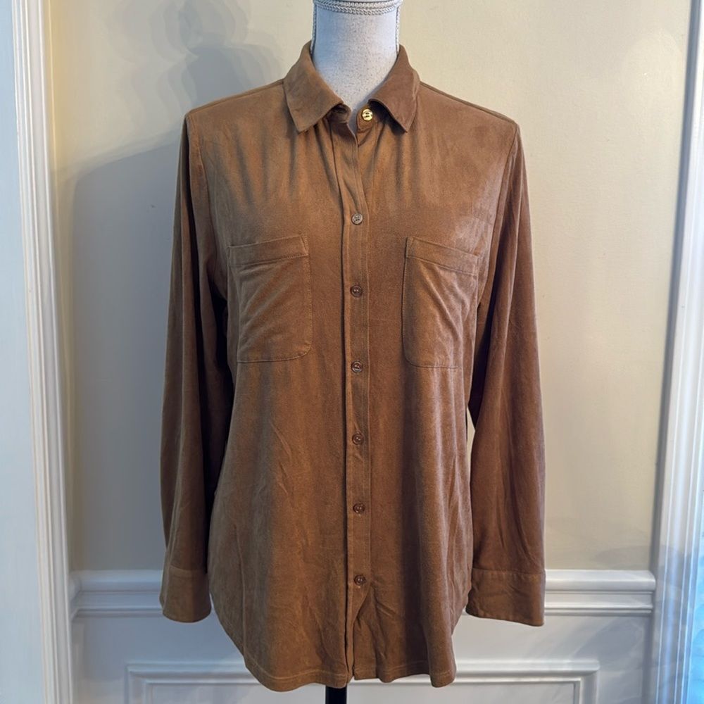 Chico’s Faux Suede Button Down.  Size 1
